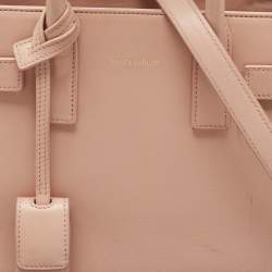 Pre Owned Saint Laurent Pale Pink Leather Nano Classic Sac De Jour Tote