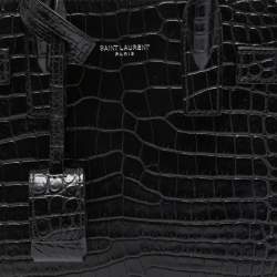 Saint Laurent Black Croc Embossed Leather Nano Classic Sac De Jour Tote