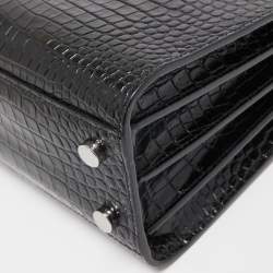 Saint Laurent Black Croc Embossed Leather Nano Classic Sac De Jour Tote