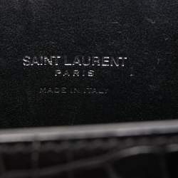 Saint Laurent Black Croc Embossed Leather Nano Classic Sac De Jour Tote