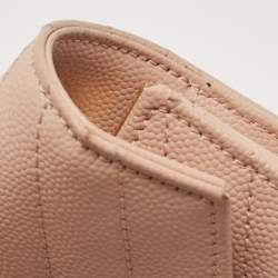 Saint Laurent Old Rose Matelassé Leather Cassandre Wallet on Chain
