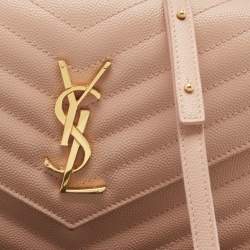 Saint Laurent Old Rose Matelassé Leather Cassandre Wallet on Chain