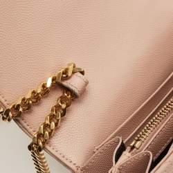 Saint Laurent Old Rose Matelassé Leather Cassandre Wallet on Chain
