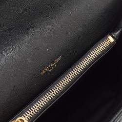 Saint Laurent Black Matelasse Leather Medium College Top Handle Bag
