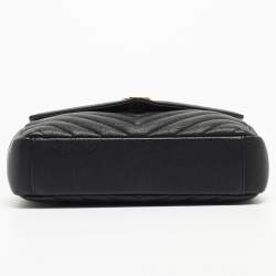 Saint Laurent Black Matelasse Leather Medium College Top Handle Bag