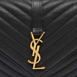 Saint Laurent Black Matelasse Leather Medium College Top Handle Bag