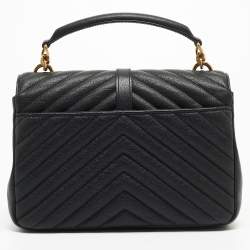 Saint Laurent Black Matelasse Leather Medium College Top Handle Bag