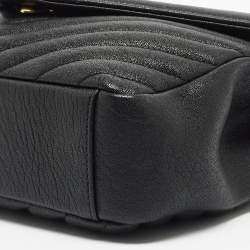 Saint Laurent Black Matelasse Leather Medium College Top Handle Bag