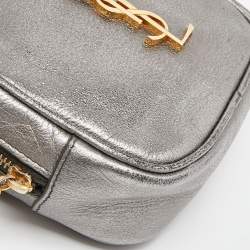 Pre Owned Saint Laurent Silver Leather Blogger Crossbody Bag
