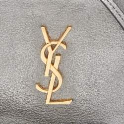 Pre Owned Saint Laurent Silver Leather Blogger Crossbody Bag
