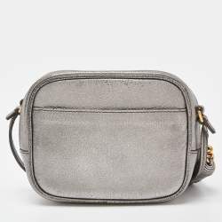 Pre Owned Saint Laurent Silver Leather Blogger Crossbody Bag