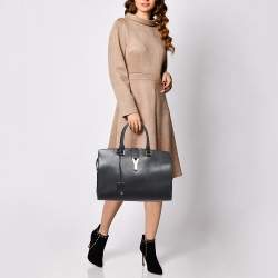 Saint Laurent Black Leather Medium Cabas Chyc Tote