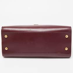 Pre Owned Saint Laurent Burgundy Leather Small Monogram Cabas Bag