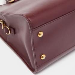 Pre Owned Saint Laurent Burgundy Leather Small Monogram Cabas Bag