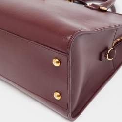 Pre Owned Saint Laurent Burgundy Leather Small Monogram Cabas Bag