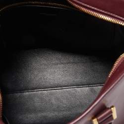 Pre Owned Saint Laurent Burgundy Leather Small Monogram Cabas Bag