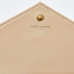 Saint Laurent Beige Matelasse Leather Monogram Envelope Wallet on Chain