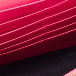 Saint Laurent Fuchsia Textured Patent Leather Classic Wallet on Chain