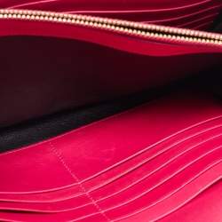 Saint Laurent Fuchsia Textured Patent Leather Classic Wallet on Chain