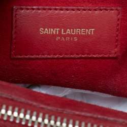 مملوكة مسبقًا حقيبة يد توتس سان لوران كلاسيك ساك دو جور جلد بنفسجي صغيرة