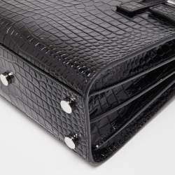 Pre Owned Saint Laurent Black Croc Embossed Leather Nano Classic Sac De Jour Tote