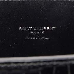 Pre Owned Saint Laurent Black Croc Embossed Leather Nano Classic Sac De Jour Tote