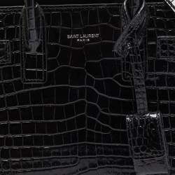 Pre Owned Saint Laurent Black Croc Embossed Leather Nano Classic Sac De Jour Tote
