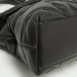 Pre Owned Saint Laurent Black Quilted Puffer Leather Medium Loulou Monogram Shoulder Bag