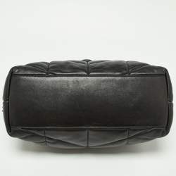 Pre Owned Saint Laurent Black Quilted Puffer Leather Medium Loulou Monogram Shoulder Bag