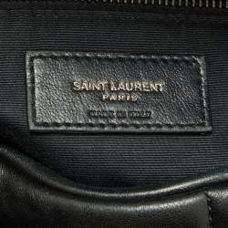Pre Owned Saint Laurent Black Quilted Puffer Leather Medium Loulou Monogram Shoulder Bag