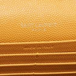 Saint Laurent Mustard Matelassé Leather Monogram Envelope Wallet on Chain