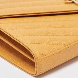 Saint Laurent Mustard Matelassé Leather Monogram Envelope Wallet on Chain