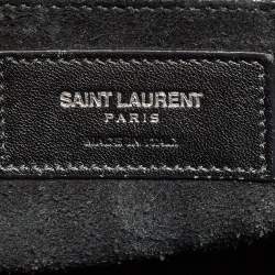 Saint Laurent Black Croc Embossed Leather Large Sac De Jour Tote