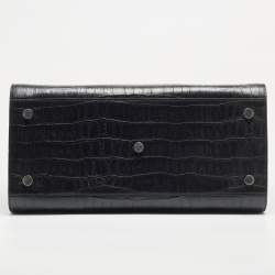 Saint Laurent Black Croc Embossed Leather Large Sac De Jour Tote