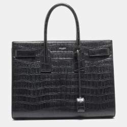 Saint Laurent Sac de Jour Large in Crocodile-Embossed Leather - Black - Men