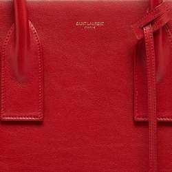Saint Laurent Red Leather Large Sac De Jour Tote