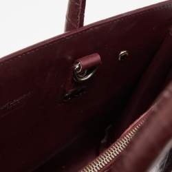 Pre Owned Saint Laurent Burgundy Croc Embossed Leather Baby Classic Sac De Jour Tote