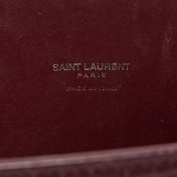 Pre Owned Saint Laurent Burgundy Croc Embossed Leather Baby Classic Sac De Jour Tote