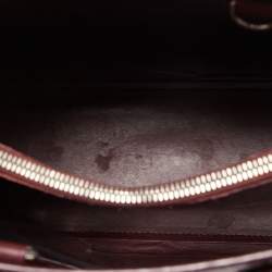 Pre Owned Saint Laurent Burgundy Croc Embossed Leather Baby Classic Sac De Jour Tote