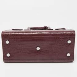 Pre Owned Saint Laurent Burgundy Croc Embossed Leather Baby Classic Sac De Jour Tote