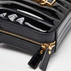 Saint Laurent Black Patent Leather Vicky Monogram Belt Bag