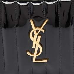 Saint Laurent Black Patent Leather Vicky Monogram Belt Bag