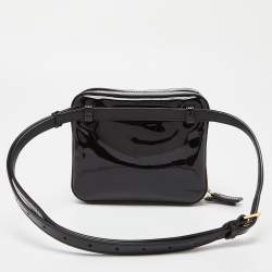 Saint Laurent Black Patent Leather Vicky Monogram Belt Bag