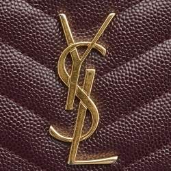 Pre Owned Saint Laurent Burgundy Matelassé Leather Monogram Trifold Wallet