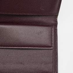 Pre Owned Saint Laurent Burgundy Matelassé Leather Monogram Trifold Wallet
