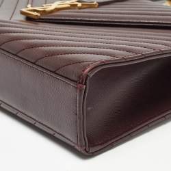 Saint Laurent Burgundy Matelassé Leather Large Monogram Envelope Shoulder Bag
