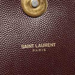 Saint Laurent Burgundy Matelassé Leather Large Monogram Envelope Shoulder Bag