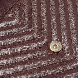 Saint Laurent Burgundy Matelassé Leather Large Monogram Envelope Shoulder Bag