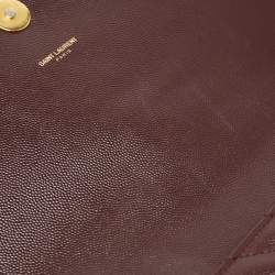 Saint Laurent Burgundy Matelassé Leather Large Monogram Envelope Shoulder Bag