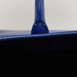 Pre Owned Saint Laurent Metallic Blue Leather Nano Classic Sac De Jour Tote